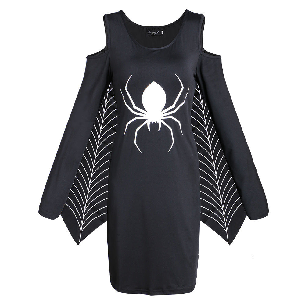 Kvinders Mini Kjole Gothic Spider Blødt Stof 0