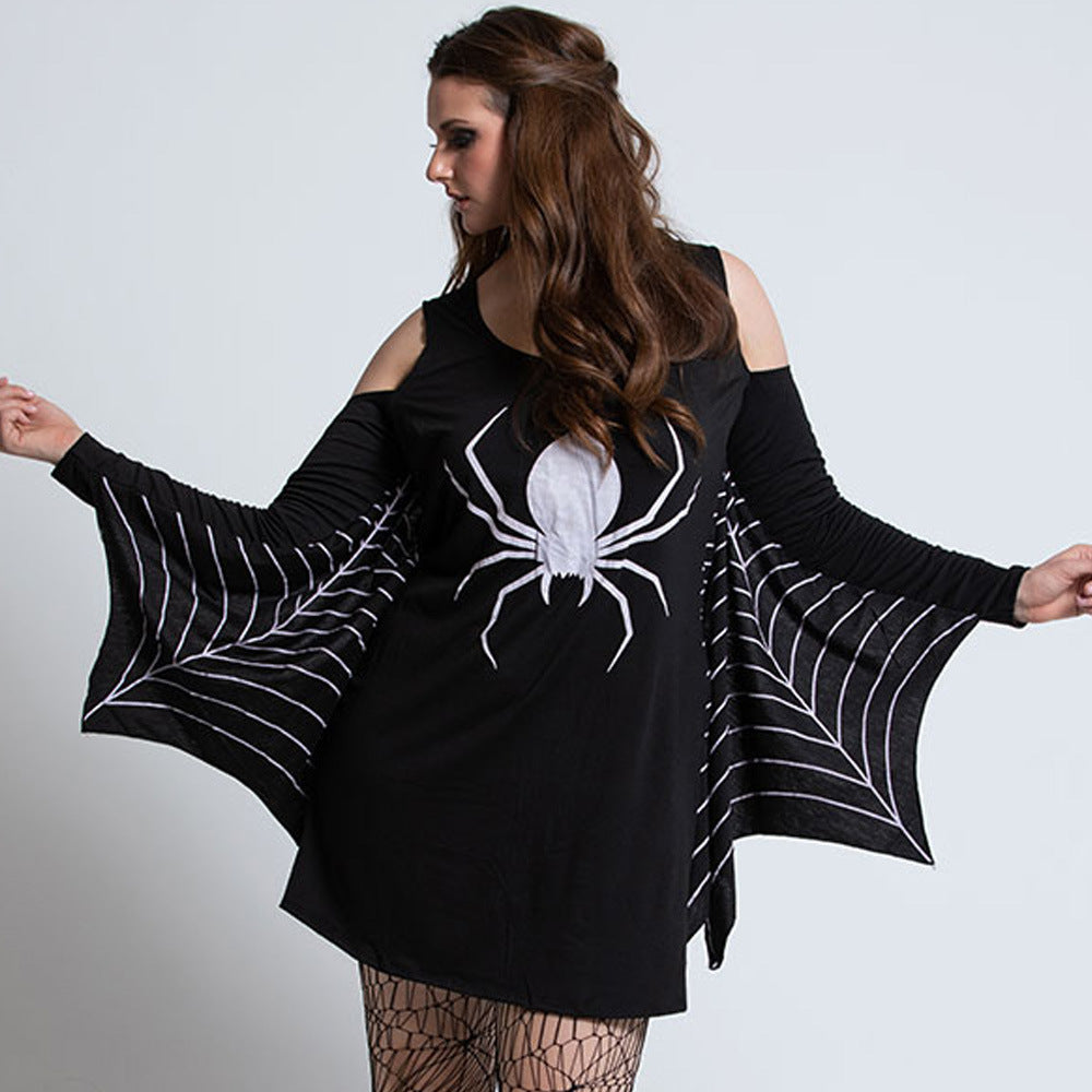 Kvinders Mini Kjole Gothic Spider Blødt Stof 2