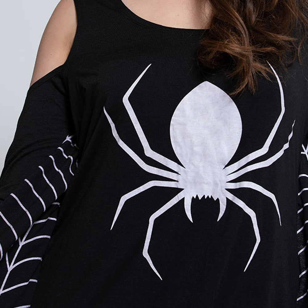 Kvinders Mini Kjole Gothic Spider Blødt Stof 5