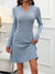 Kvinders Mini Kjole Langærmet Notch Design Polyester 2