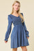 Kvinders Mini Kjole V-Hals Smocked Denim 1