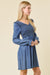 Kvinders Mini Kjole V-Hals Smocked Denim 2
