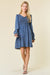 Kvinders Mini Kjole V-Hals Smocked Denim 4