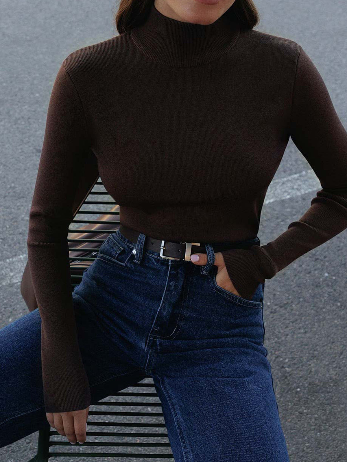 Kvinders Mock Neck Top til Forår 8