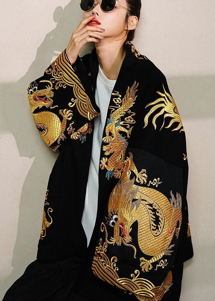 Kvinders Oversized Cardigan Jakke med Drageprint Casual 3
