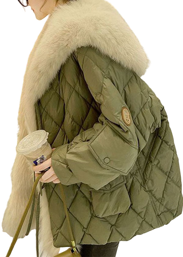 Kvinders Oversized Pufferjakke med Fur Krave 0