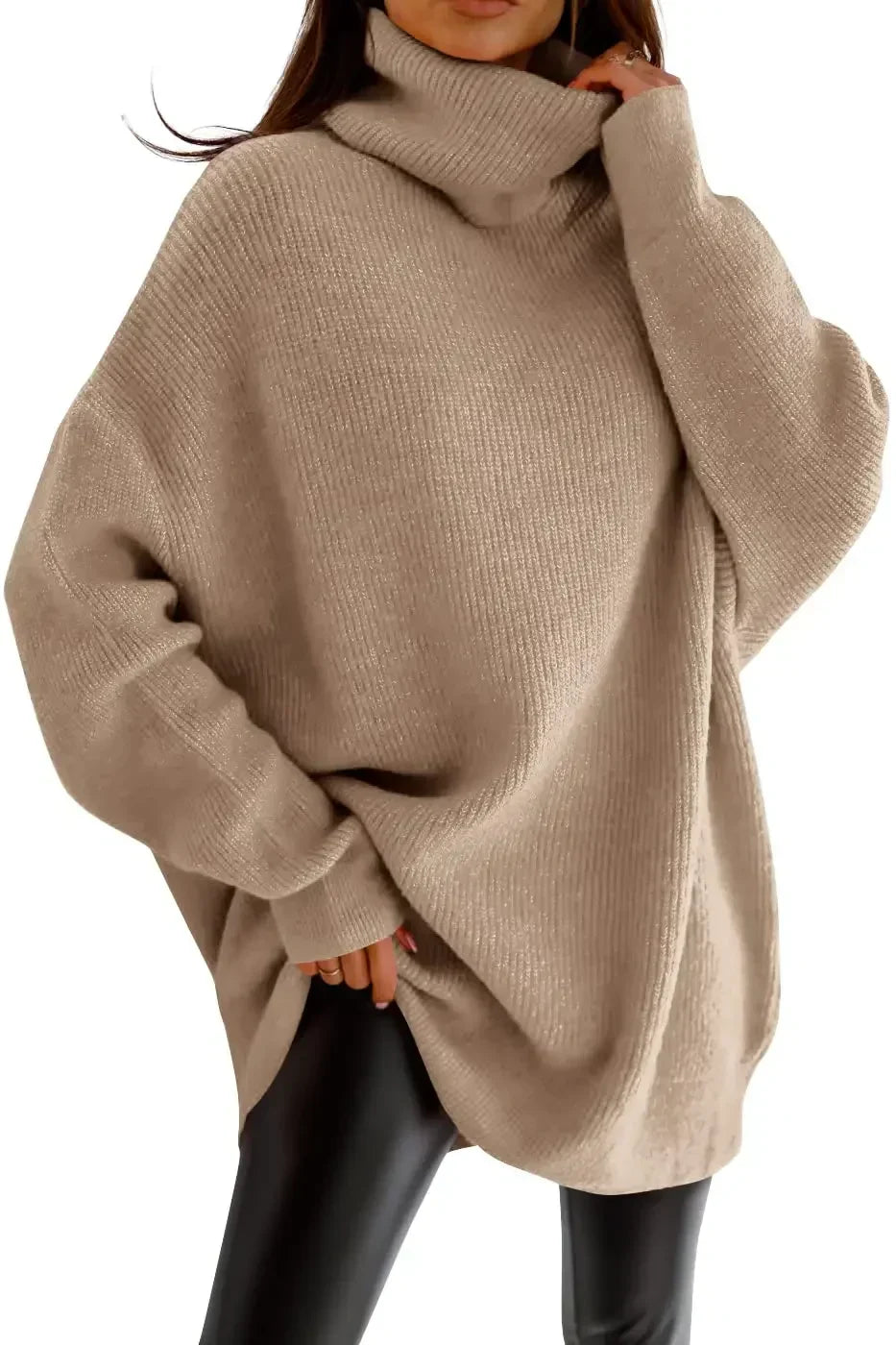 Kvinders Oversized Sweater Turtleneck Viskose Casual 1