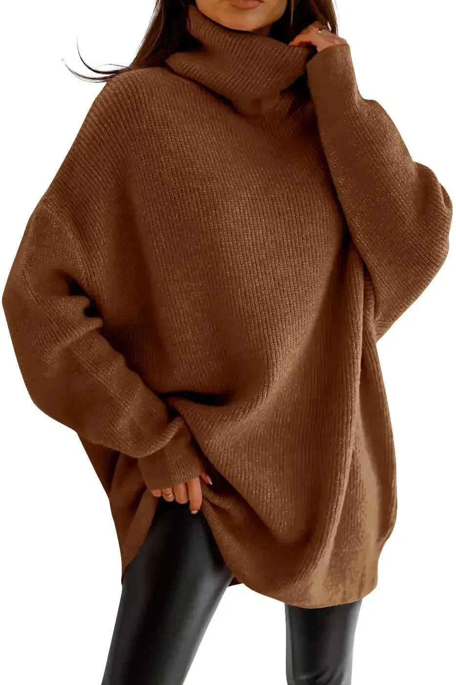 Kvinders Oversized Sweater Turtleneck Viskose Casual 3