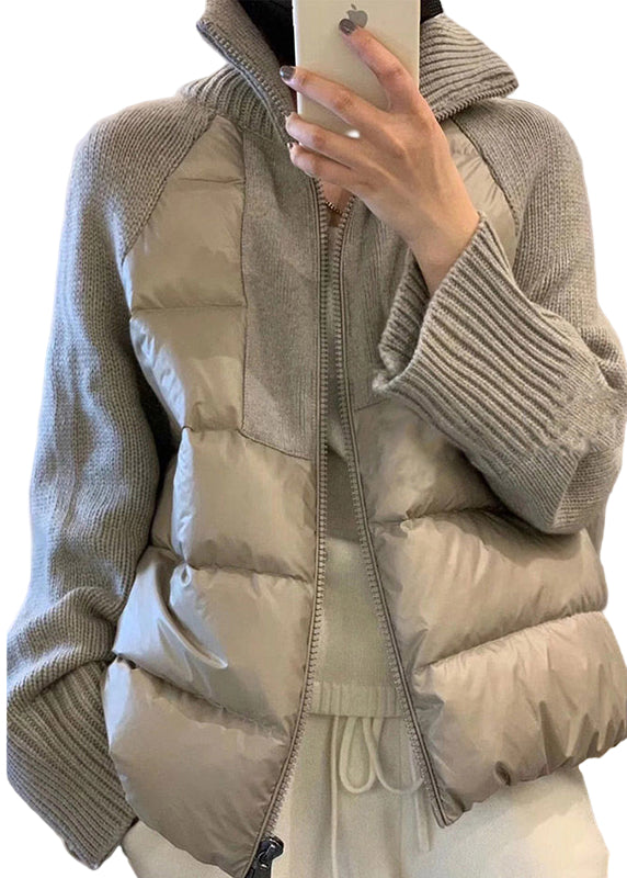 Kvinders Parka Turtleneck Løst Fit Lynlås Strik 3