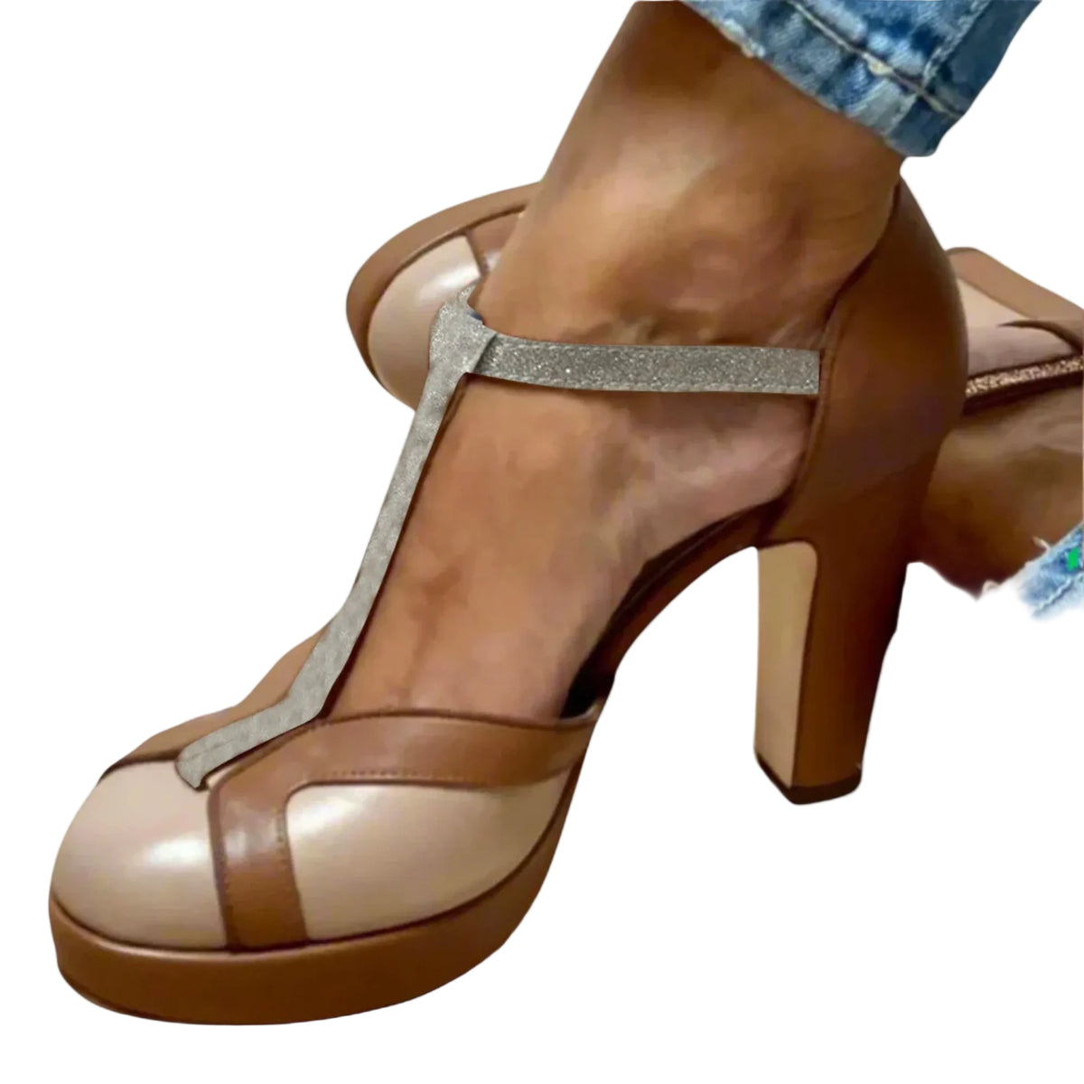 Kvinders Platform Hæle med T-strop 0