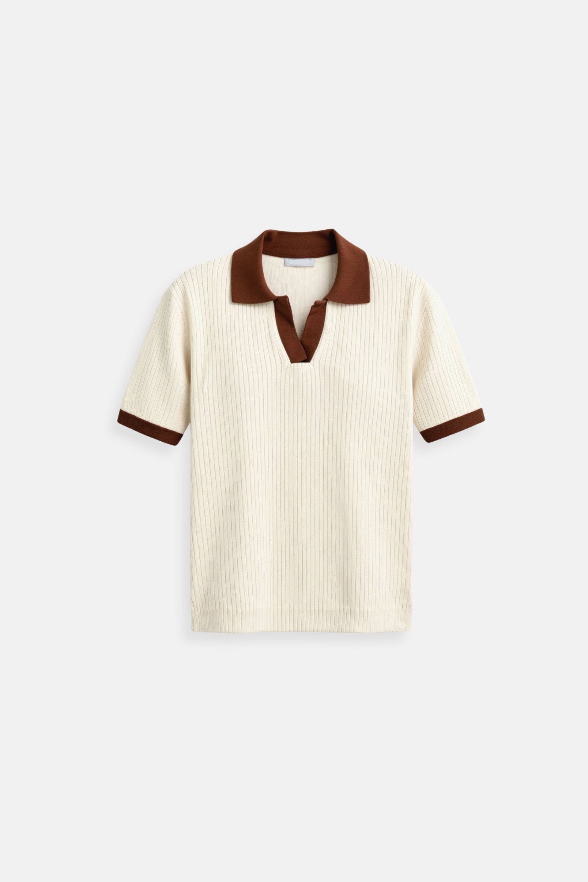 Kvinders Polo T-shirt med Farveblokke og Hakket Krave 0