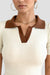 Kvinders Polo T-shirt med Farveblokke og Hakket Krave 4