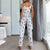 Kvinders Pyjamas Sæt Med Sommerfugl Print Satin 1
