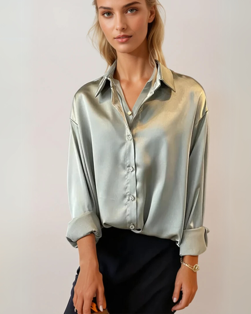 Kvinders Satin Bluse Elegant Design 2