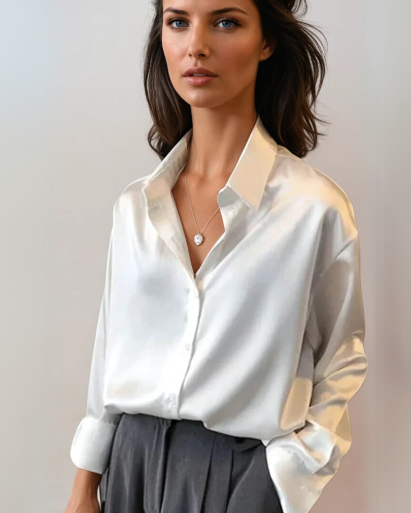 Kvinders Satin Bluse Elegant Design 3