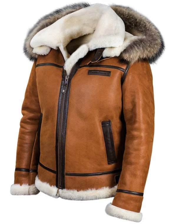 Kvinders Saueskinnsjakke med Pelshette Casual Tidløs Design 1