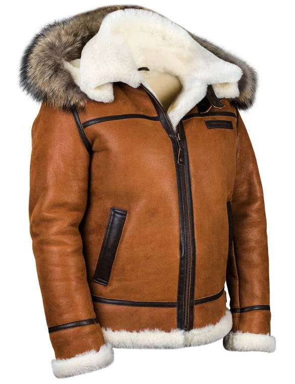 Kvinders Saueskinnsjakke med Pelshette Casual Tidløs Design 2