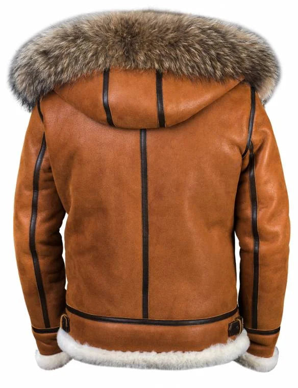 Kvinders Saueskinnsjakke med Pelshette Casual Tidløs Design 3