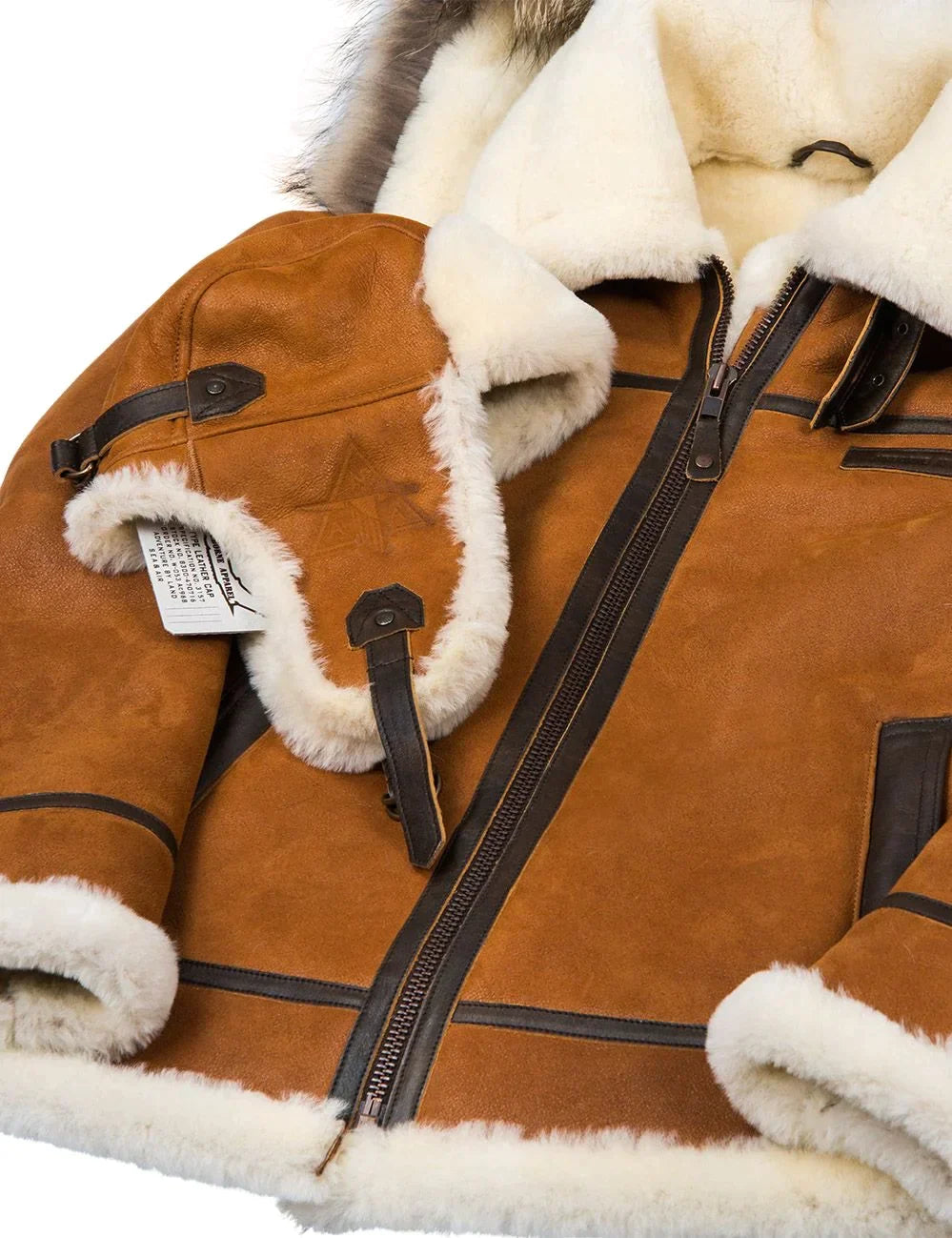 Kvinders Saueskinnsjakke med Pelshette Casual Tidløs Design 6