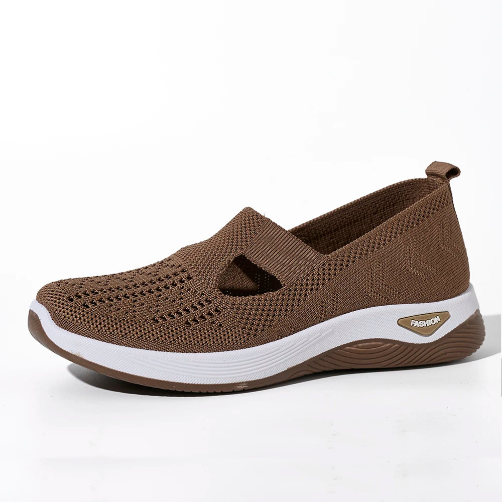Kvinders Sneakers Åndbar Mesh Casual Sko Flade Strikkede Sko 6
