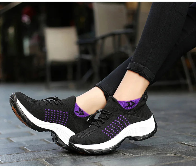 Kvinders Sportssko Plus Size Åndbart Mesh Gummi Sål 4