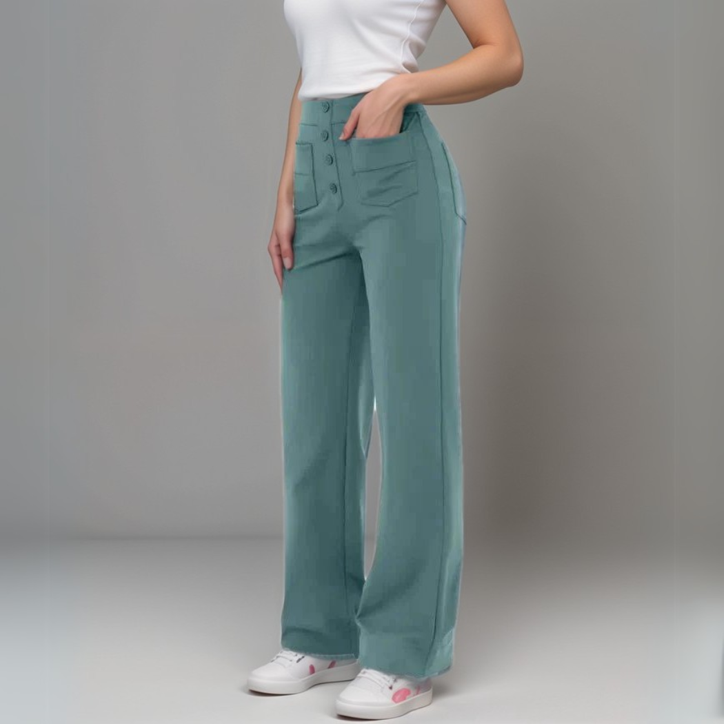 Kvinders Stretch Fit Bukser Høj Talje Blødt Stof 8