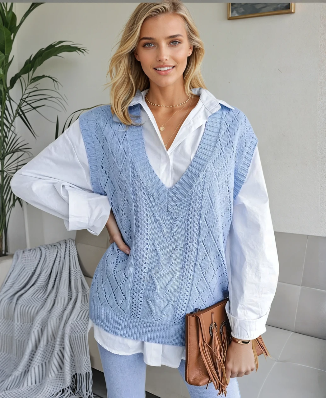 Kvinders Strik Pullover Uden Ærmer i Elegant Design 4