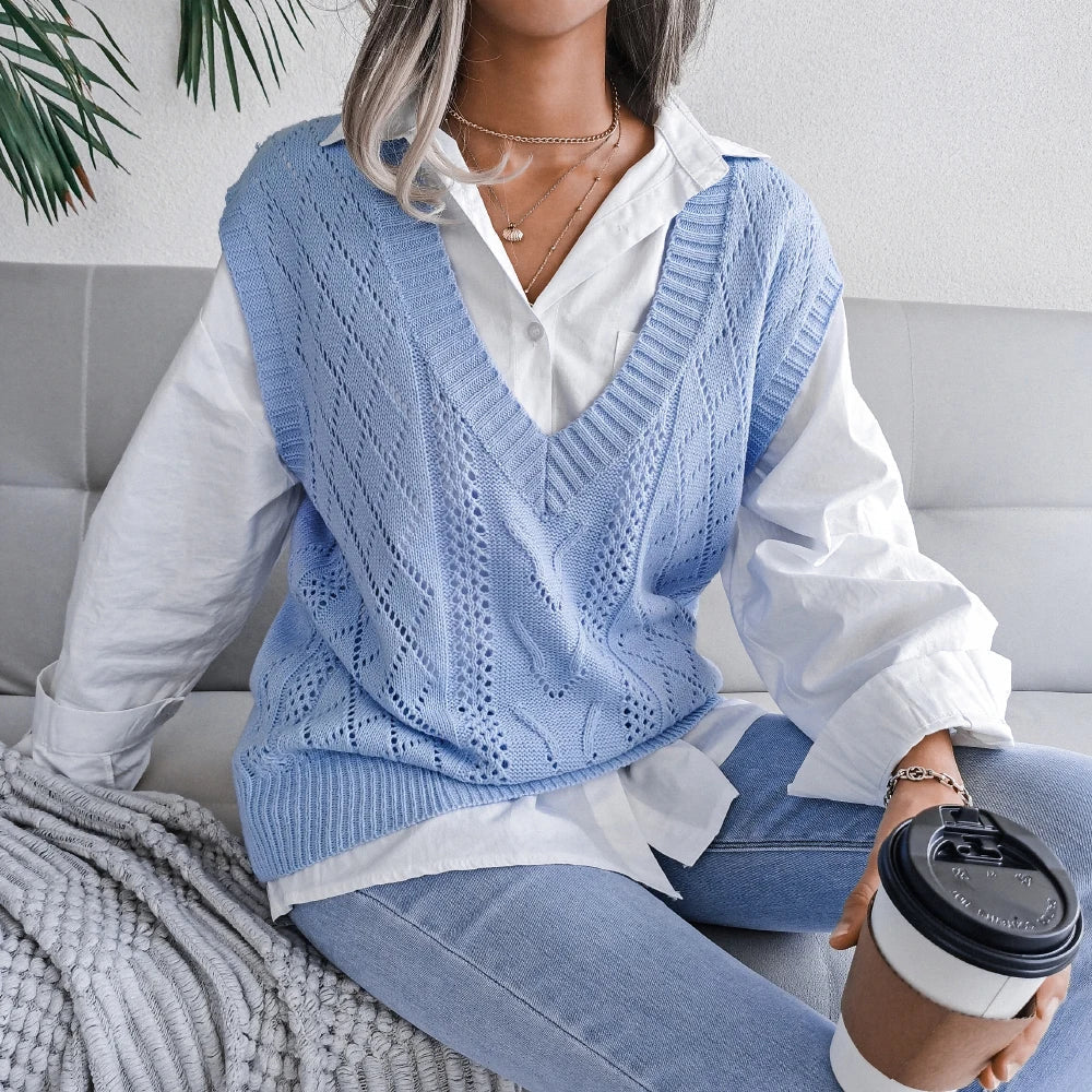 Kvinders Strik Pullover Uden Ærmer i Elegant Design 5