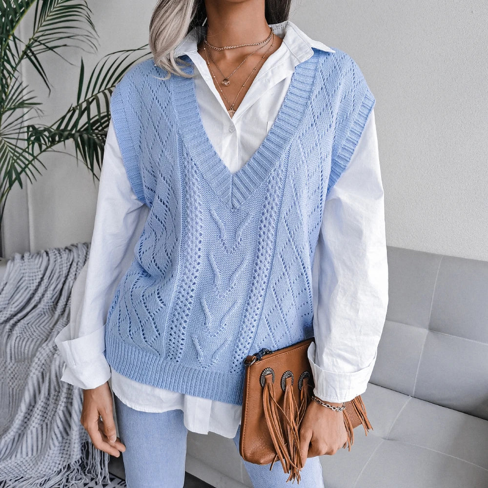 Kvinders Strik Pullover Uden Ærmer i Elegant Design 6