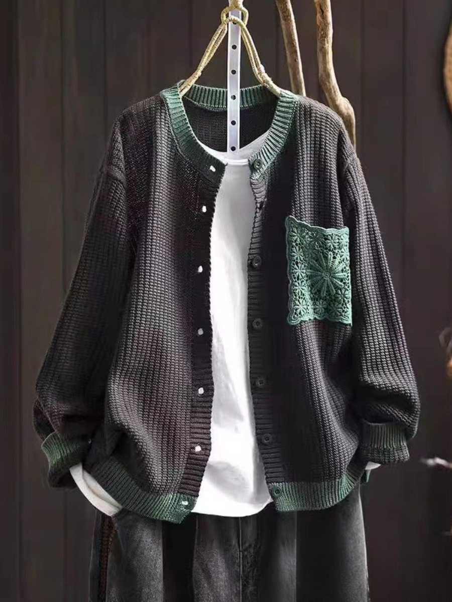 Kvinders Strikket Cardigan Med Brystlomme 6