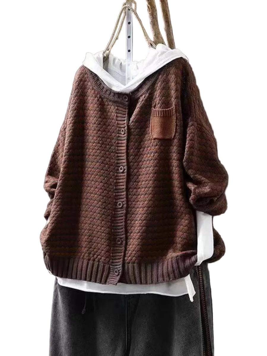 Kvinders Strikket Cardigan med Tekstur 0