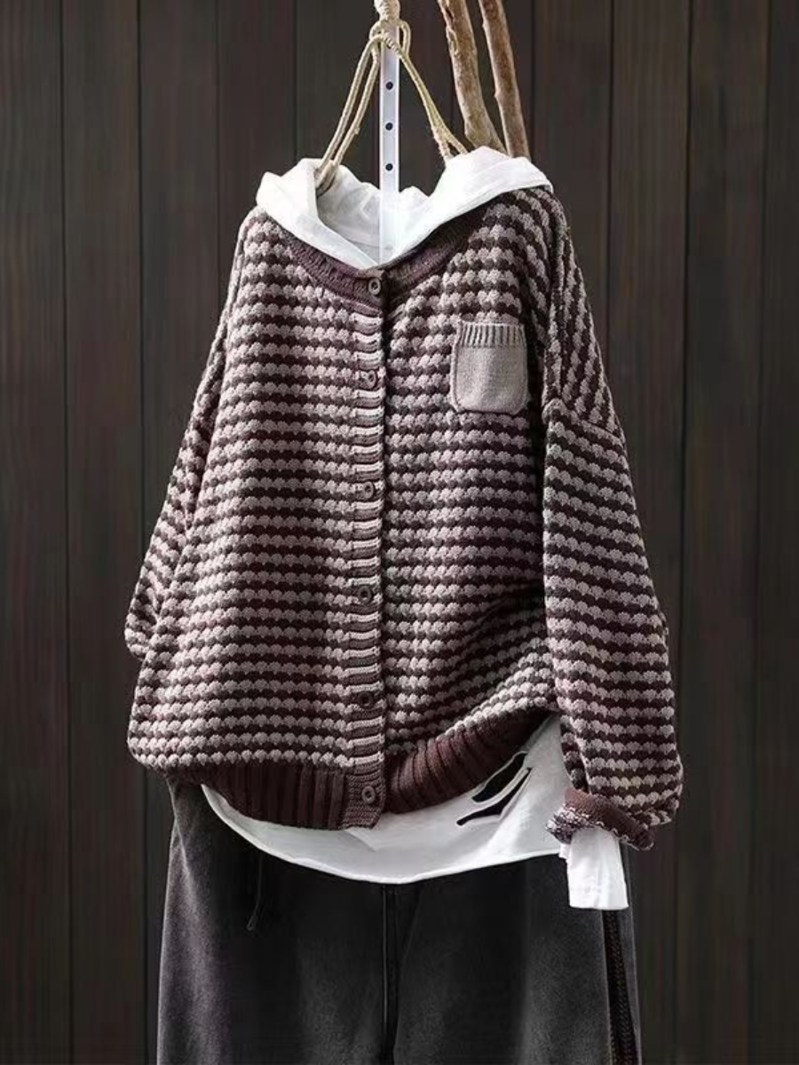 Kvinders Strikket Cardigan med Tekstur 2