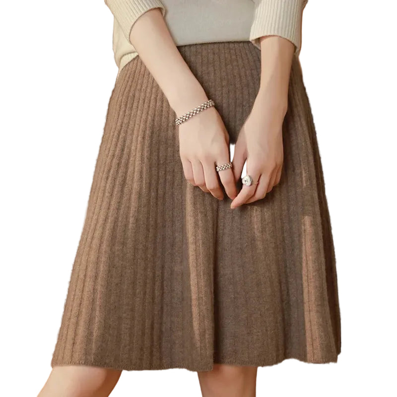 Kvinders Strikket Nederdel med Høj Talje 0