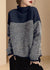 Kvinders Strikket Pullover Turtleneck Patchwork Design 5