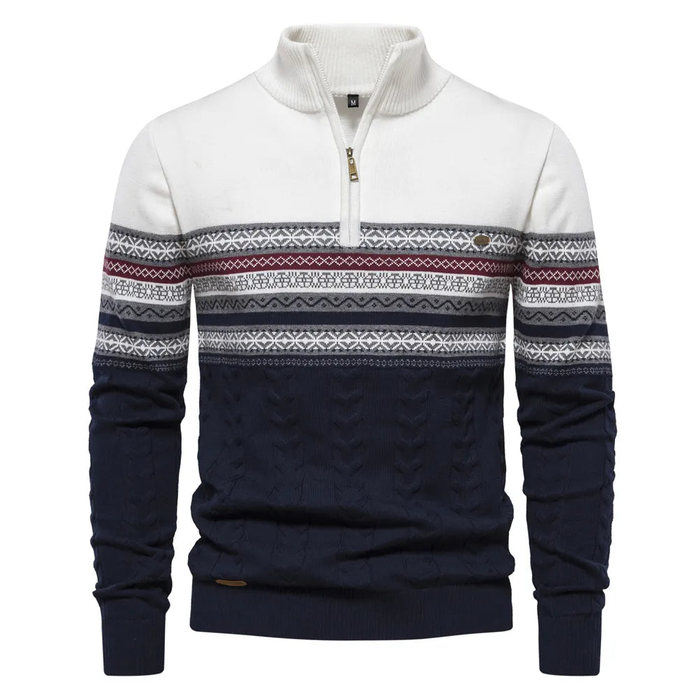 Kvinders Strikket Sweater Retro Mønster Halv Lynlås 0