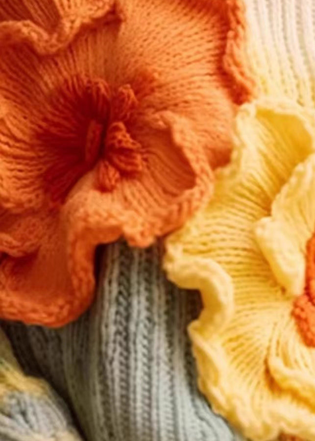 Kvinders Strikket Sweater med Blomsterprint 4