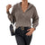 Kvinders Strikket Sweater med Halvzip og Ribben Design 0