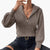 Kvinders Strikket Sweater med Halvzip og Ribben Design 6