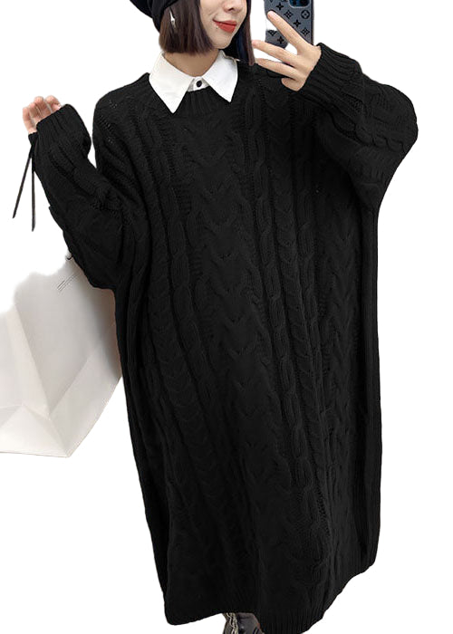 Kvinders Sweater Kjole med O-Hals og Jacquard Design 1