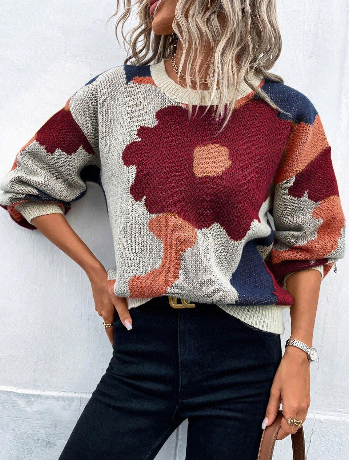 Kvinders Sweater med Blomsterprint 1