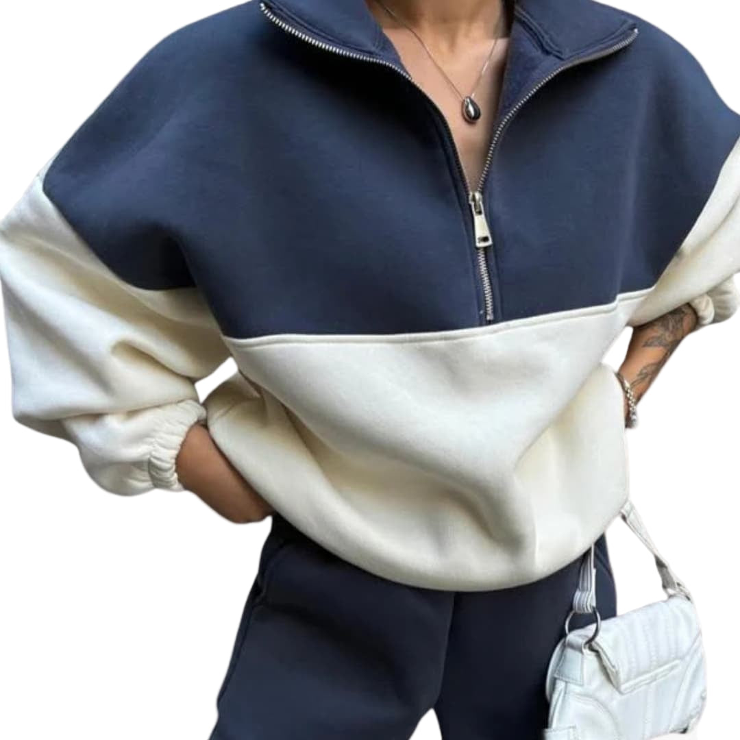 Kvinders Sweater med Halv Lynlås Casual Stil 0
