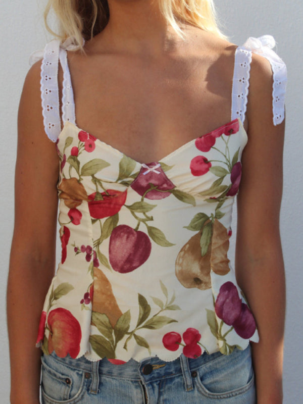 Kvinders Tanktop V-Hals Blomsterprint Polyester 5