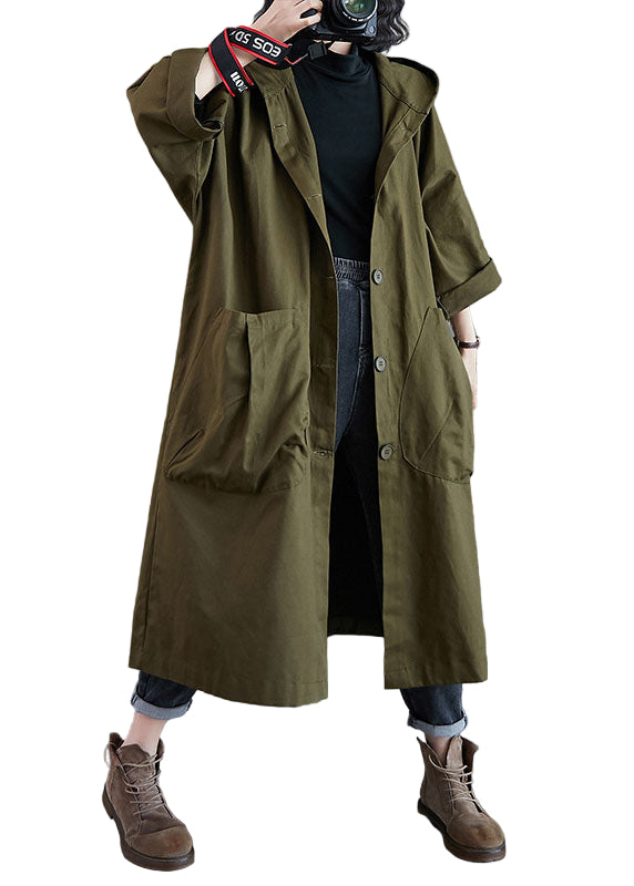Kvinders Trench Coat med Hætte og Lommer 0