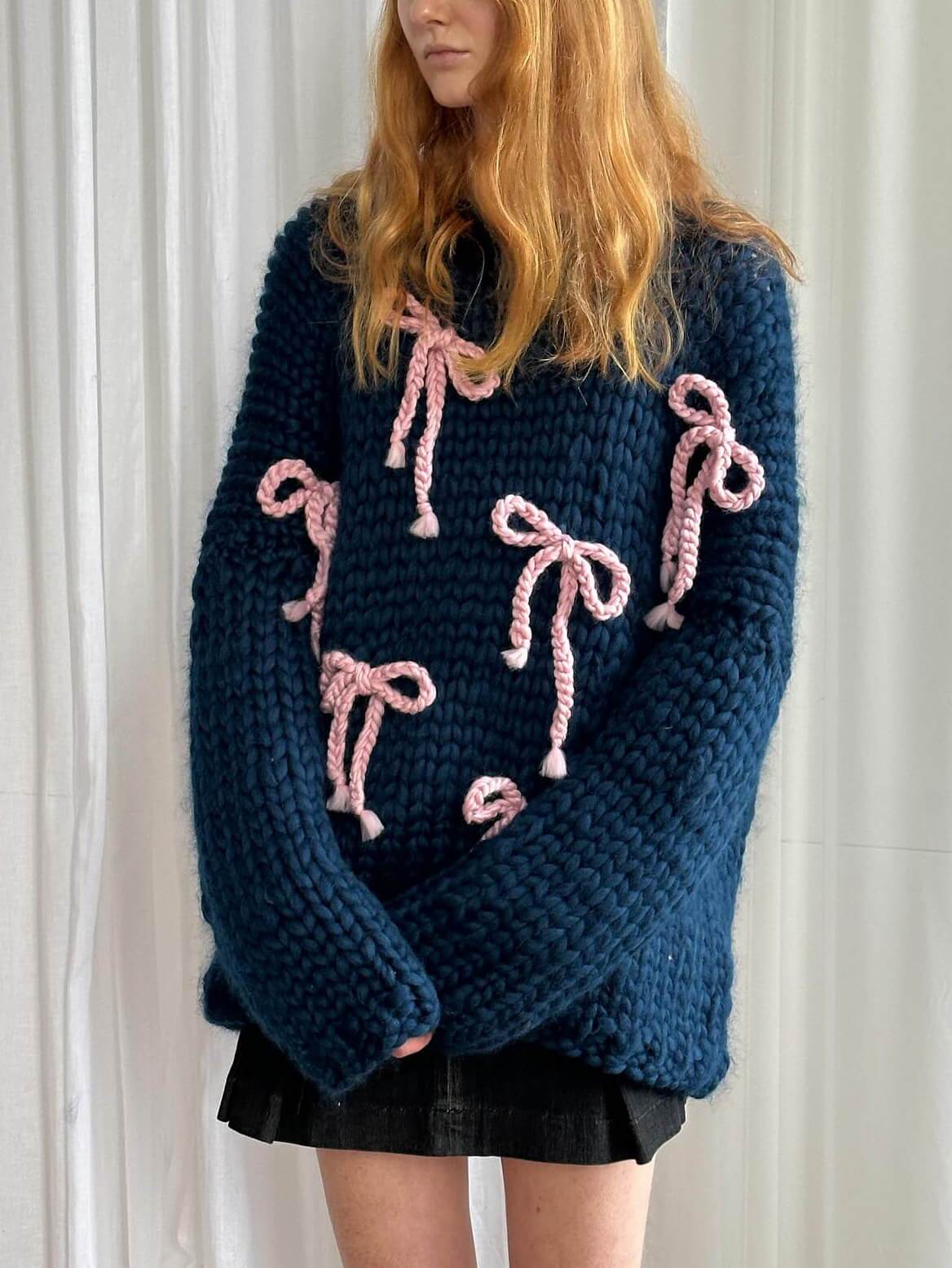 Kvinders Trøje Rund Hals med Sløjfedetalje Casual 3