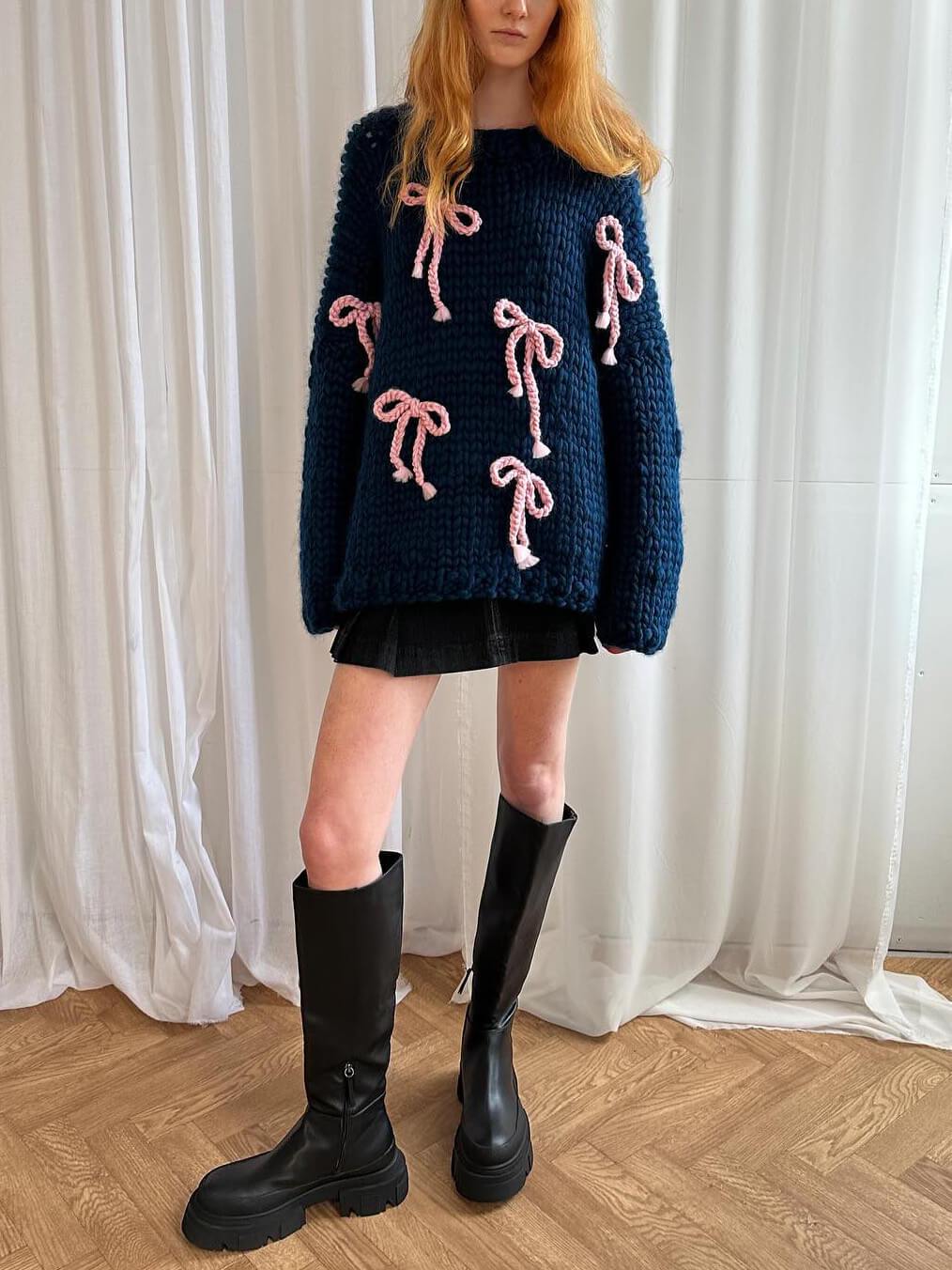 Kvinders Trøje Rund Hals med Sløjfedetalje Casual 5