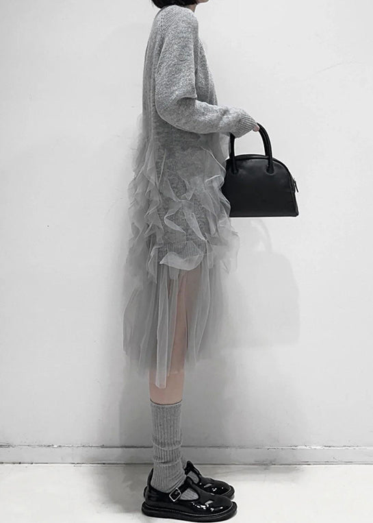 Kvinders Tulle Patchwork Kjole med Flæser 4