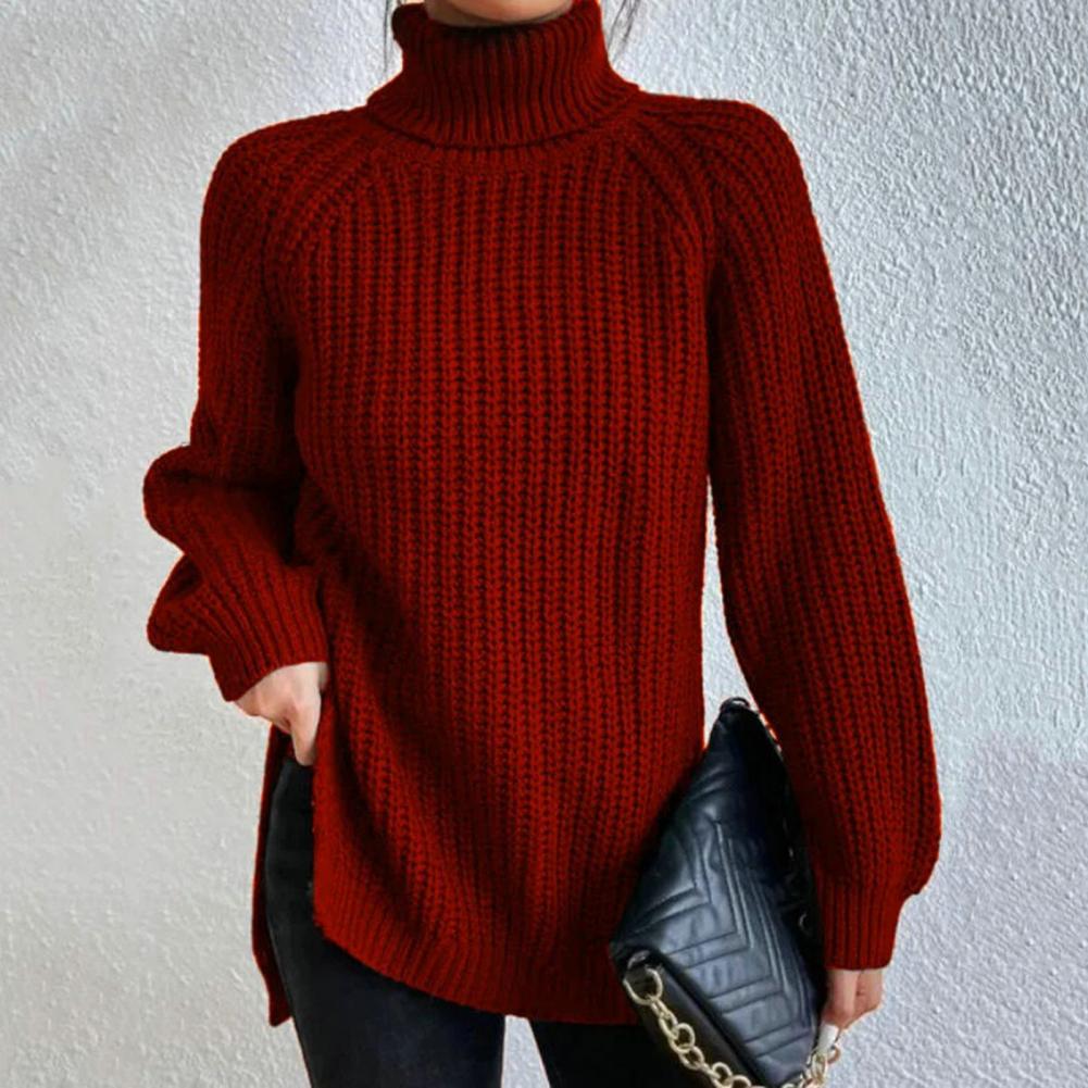 Kvinders Turtleneck Genser i Bomuldsjersey 4