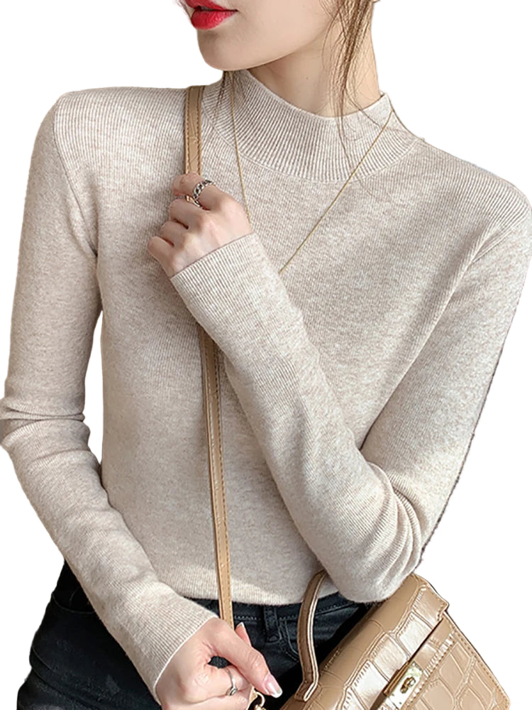 Kvinders Turtleneck Pullover Strikket Materiale 0