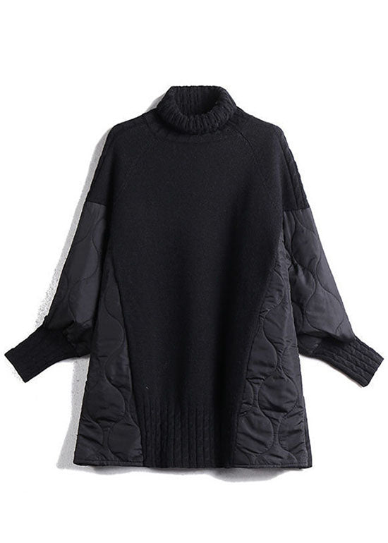 Kvinders Turtleneck Strik Sweater Patchwork Stil Langærmet 4