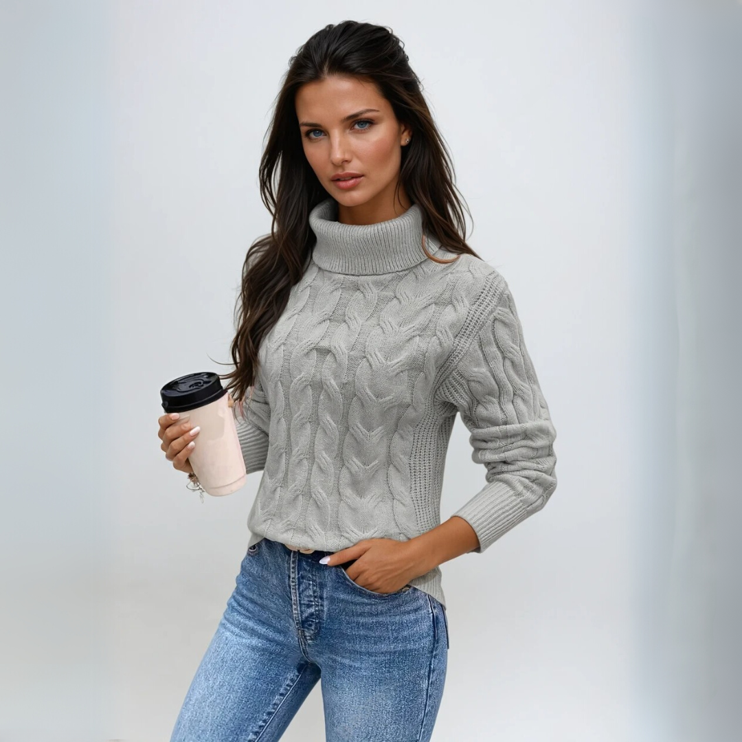 Kvinders Turtleneck Sweater Kabelstrik 1